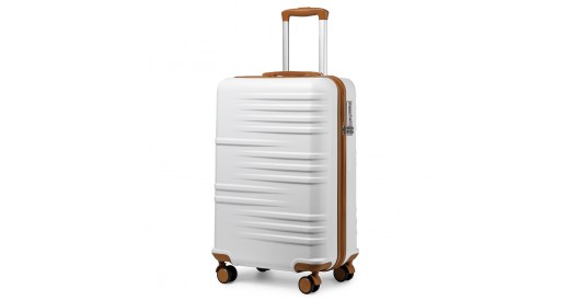 K2391L - British Traveller 20 Inch Durable Polycarbonate and ABS Hard Shell Suitcase With TSA Lock - White