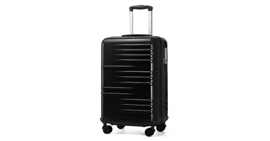 K2391L - British Traveller 20 Inch Durable Polycarbonate and ABS Hard Shell Suitcase With TSA Lock - Black