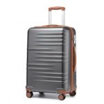 K2391L – British Traveller 24 Inch Durable Polycarbonate and ABS Hard Shell Suitcase With TSA Lock – Grey And Brown