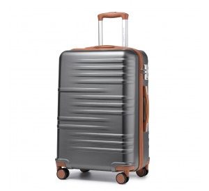 K2391L - British Traveller 24 Inch Durable Polycarbonate and ABS Hard Shell Suitcase With TSA Lock - Grey And Brown
