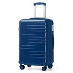 K2391L – British Traveller 24 Inch Durable Polycarbonate and ABS Hard Shell Suitcase With TSA Lock – Navy