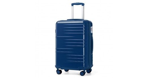 K2391L - British Traveller 24 Inch Durable Polycarbonate and ABS Hard Shell Suitcase With TSA Lock - Navy