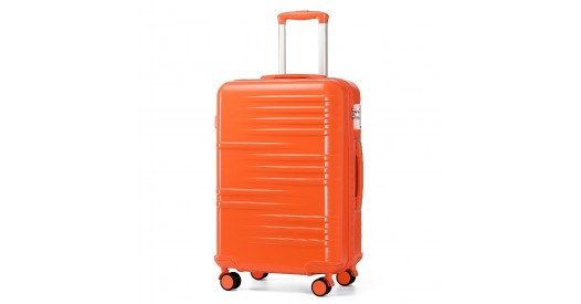 K2391L - British Traveller 24 Inch Durable Polycarbonate and ABS Hard Shell Suitcase With TSA Lock - Orange