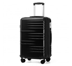 K2391L - British Traveller 24 Inch Durable Polycarbonate and ABS Hard Shell Suitcase With TSA Lock - Black
