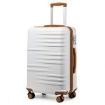 K2391L – British Traveller 24 Inch Durable Polycarbonate and ABS Hard Shell Suitcase With TSA Lock – White