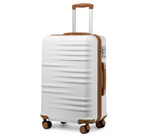 K2391L - British Traveller 24 Inch Durable Polycarbonate and ABS Hard Shell Suitcase With TSA Lock - White