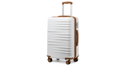 K2391L - British Traveller 24 Inch Durable Polycarbonate and ABS Hard Shell Suitcase With TSA Lock - White