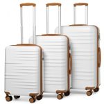 K2391L – British Traveller 3 Pcs Set Durable Polycarbonate and ABS Hard Shell Suitcase With TSA Lock – White
