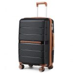 K2392L – British Traveller 20 Inch Multi-Texture Polypropylene Hard Shell Suitcase With TSA Lock – Black