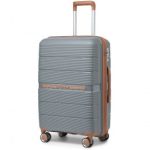 K2392L – British Traveller 20 Inch Multi-Texture Polypropylene Hard Shell Suitcase With TSA Lock – Grey And Brown