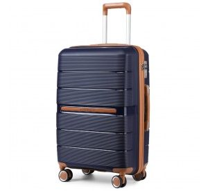 K2392L - British Traveller 20 Inch Multi-Texture Polypropylene Hard Shell Suitcase With TSA Lock - Navy