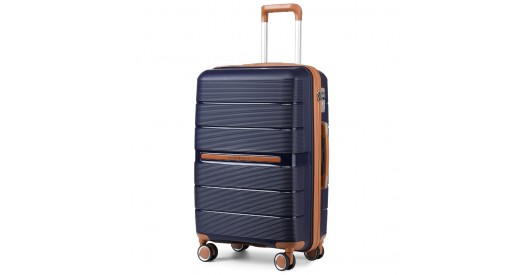 K2392L - British Traveller 20 Inch Multi-Texture Polypropylene Hard Shell Suitcase With TSA Lock - Navy