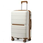 K2392L – British Traveller 24 Inch Multi-Texture Polypropylene Hard Shell Suitcase With TSA Lock – Cream