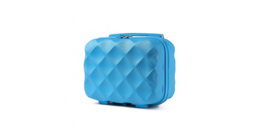 K2395L - British Traveller 13 Inch Ultralight ABS And Polycarbonate Vanity Case - Blue