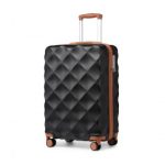 K2395L – British Traveller 20 Inch Ultralight ABS And Polycarbonate Bumpy Diamond Suitcase With TSA Lock – Black And Brown