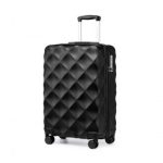 K2395L – British Traveller 20 Inch Ultralight ABS And Polycarbonate Bumpy Diamond Suitcase With TSA Lock – Black