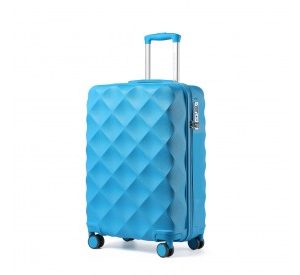 K2395L - British Traveller 20 Inch Ultralight ABS And Polycarbonate Bumpy Diamond Suitcase With TSA Lock - Blue