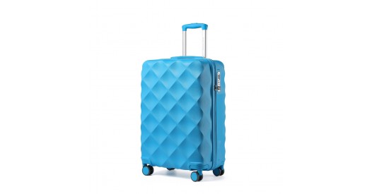 K2395L - British Traveller 20 Inch Ultralight ABS And Polycarbonate Bumpy Diamond Suitcase With TSA Lock - Blue