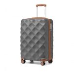 K2395L – British Traveller 20 Inch Ultralight ABS And Polycarbonate Bumpy Diamond Suitcase With TSA Lock – Grey And Brown