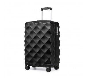 K2395L - British Traveller 20 Inch Ultralight ABS And Polycarbonate Bumpy Diamond Suitcase With TSA Lock - Black