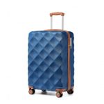 K2395L – British Traveller 20 Inch Ultralight ABS And Polycarbonate Bumpy Diamond Suitcase With TSA Lock – Navy And Brown