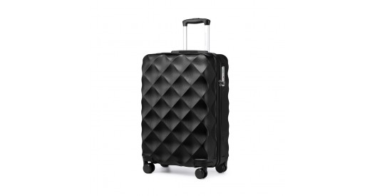 K2395L - British Traveller 20 Inch Ultralight ABS And Polycarbonate Bumpy Diamond Suitcase With TSA Lock - Black