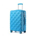 K2395L – British Traveller 24 Inch Ultralight ABS And Polycarbonate Bumpy Diamond Suitcase With TSA Lock – Blue