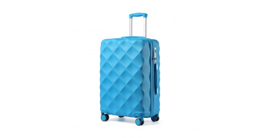 K2395L - British Traveller 24 Inch Ultralight ABS And Polycarbonate Bumpy Diamond Suitcase With TSA Lock - Blue