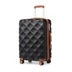 K2395L – British Traveller 24 Inch Ultralight ABS And Polycarbonate Bumpy Diamond Suitcase With TSA Lock – Black And Brown
