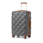 K2395L – British Traveller 24 Inch Ultralight ABS And Polycarbonate Bumpy Diamond Suitcase With TSA Lock – Grey And Brown