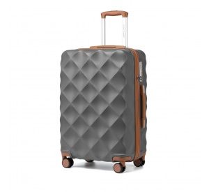K2395L - British Traveller 24 Inch Ultralight ABS And Polycarbonate Bumpy Diamond Suitcase With TSA Lock - Grey And Brown