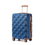 K2395L – British Traveller 24 Inch Ultralight ABS And Polycarbonate Bumpy Diamond Suitcase With TSA Lock – Navy And Brown