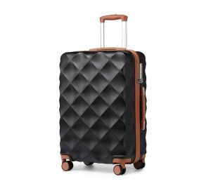 K2395L - British Traveller 24 Inch Ultralight ABS And Polycarbonate Bumpy Diamond Suitcase With TSA Lock - Black And Brown
