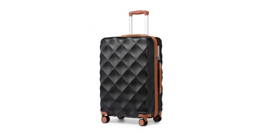 K2395L - British Traveller 24 Inch Ultralight ABS And Polycarbonate Bumpy Diamond Suitcase With TSA Lock - Black And Brown