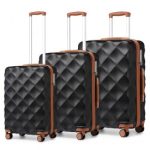 K2395L – British Traveller Ultralight ABS And Polycarbonate Bumpy Diamond 3 Pcs Luggage Set With TSA Lock – Black And Brown