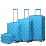 K2395L – British Traveller Ultralight ABS And Polycarbonate Bumpy Diamond 4 Pcs Luggage Set With TSA Lock – Blue