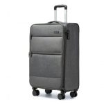 K2397L – British Traveller 20 Inch Lightweight Cabin Carry-On Suitcase with Soft Shell and Laptop Compartment – Grey