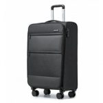 K2397L – British Traveller 20 Inch Lightweight Cabin Carry-On Suitcase with Soft Shell and Laptop Compartment – Black