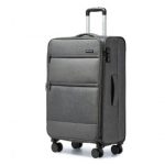 K2397L – British Traveller 24 Inch Lightweight Soft Shell Expandable Suitcase With TSA Lock – Grey