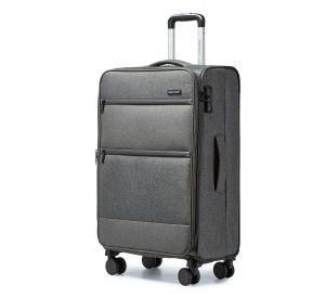 K2397L - British Traveller 24 Inch Lightweight Soft Shell Expandable Suitcase With TSA Lock - Grey