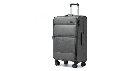 K2397L - British Traveller 24 Inch Lightweight Soft Shell Expandable Suitcase With TSA Lock - Grey