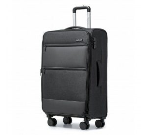 K2397L - British Traveller 24 Inch Lightweight Soft Shell Expandable Suitcase With TSA Lock - Black