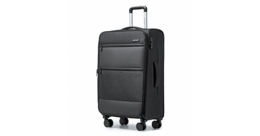 K2397L - British Traveller 24 Inch Lightweight Soft Shell Expandable Suitcase With TSA Lock - Black