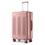 KSK2483 – Kono 24 Inch Sleek Striped Check-In Suitcase Expandable Durable ABS+PC Luggage with Four Spinner Wheels TSA Lock – Nude