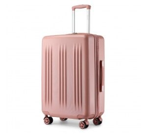 KSK2483 - Kono 24 Inch Sleek Striped Check-In Suitcase Expandable Durable ABS+PC Luggage with Four Spinner Wheels TSA Lock - Nude