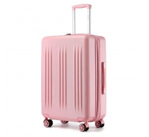 KSK2483 - Kono 24 Inch Sleek Striped Check-In Suitcase Expandable Durable ABS+PC Luggage with Four Spinner Wheels TSA Lock - Pink