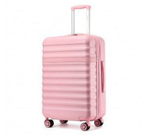 KSK2484 - Kono 24 Inch Expandable Lightweight Hard Shell ABS+PC Check-In Suitcase with TSA Lock Ideal for Extended Trips and Secure Travel - Pink