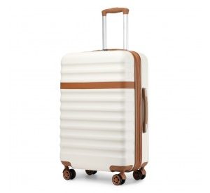 KSK2484 - Kono 24 Inch Expandable Lightweight Hard Shell ABS+PC Check-In Suitcase with TSA Lock Ideal for Extended Trips and Secure Travel - Cream And Brown