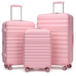 KSK2484 – Kono 3-Piece Expandable Luggage Set 20″/24″/28″ Durable Hard Shell ABS+PC Suitcases with TSA Lock for Secure Travel – Pink