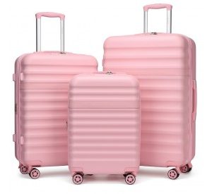 KSK2484 - Kono 3-Piece Expandable Luggage Set 20"/24"/28" Durable Hard Shell ABS+PC Suitcases with TSA Lock for Secure Travel - Pink